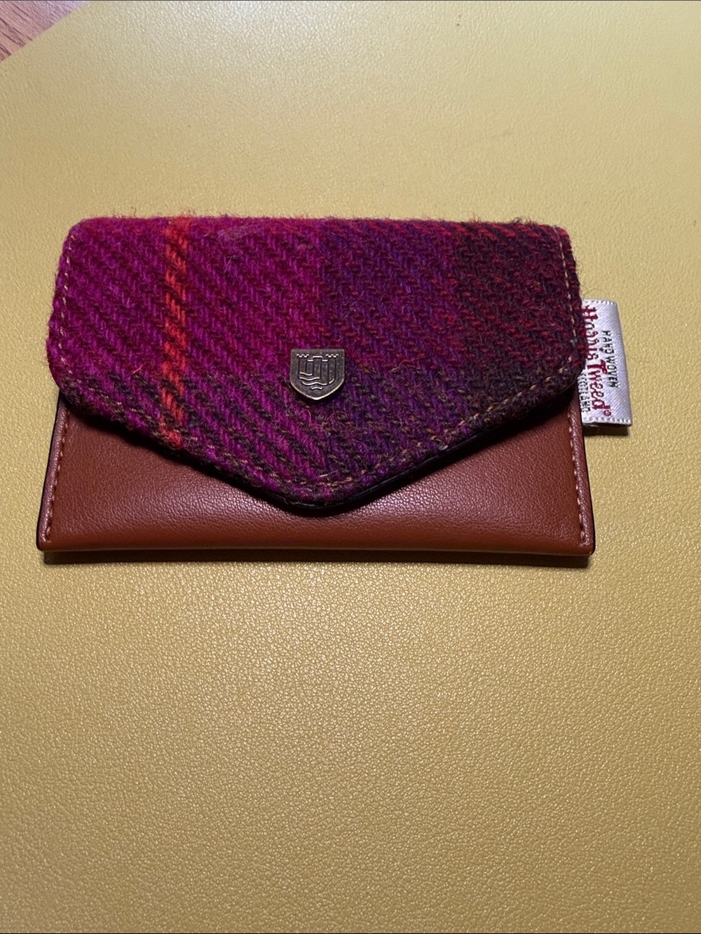 Harris Tweed Pink Plaid Leather Card Holder